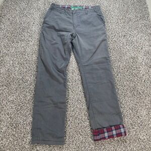 Toddland Men's 31x31 Chino Pants Flannel Lined Gray Plaid Lining Straight Leg